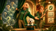 Buddy, Mary-Jane and Ivy reveal a myth-versus-fact display on a warmly lit theatre stage