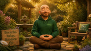 Master Buddy practicing deep breathing in a sunny forest