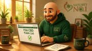 Buddy checking the official FSA CBD Public List on his laptop to ensure product safety