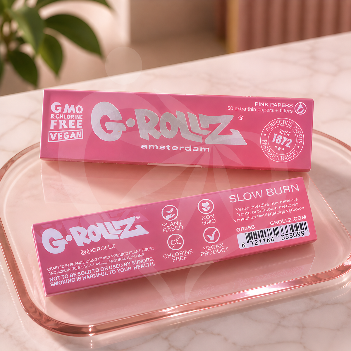 G Rollz Pink Lightly Dyed Kingsize Papers + Tips