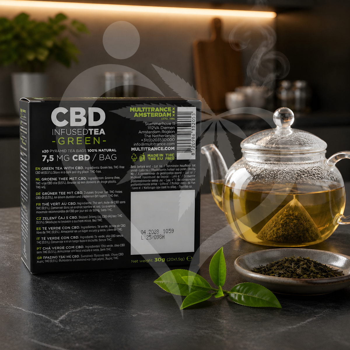 Multitrance Pyramid CBD Tea Bags: Green Tea 150mg