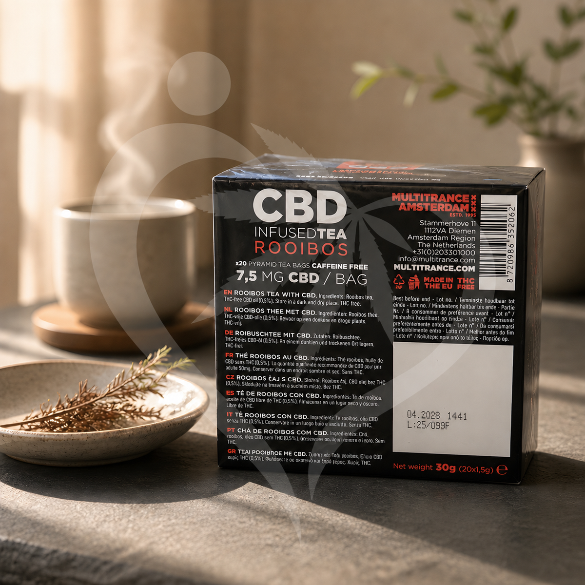 Multitrance Pyramid CBD Tea Bags: Rooibos Tea - 150mg