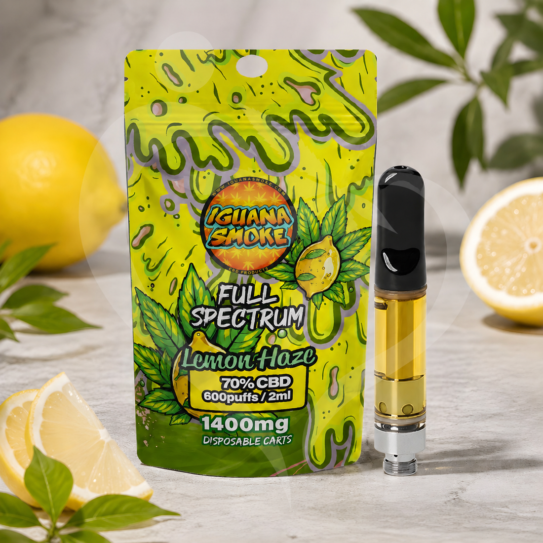 Iguana Smoke CBD Vape Cartridge 2ml: Lemon Haze - 1400mg